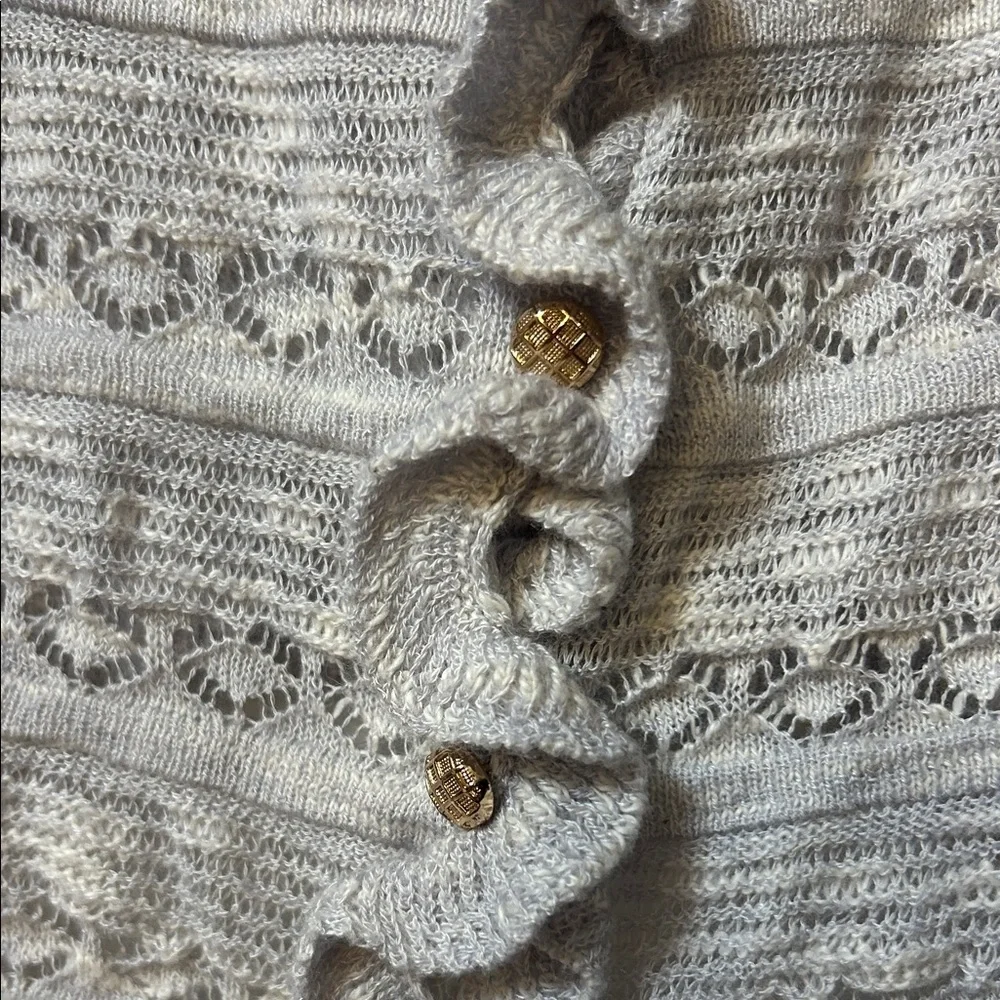 C'Isa Gray Ruffled Knit Top - Picture 2 of 6